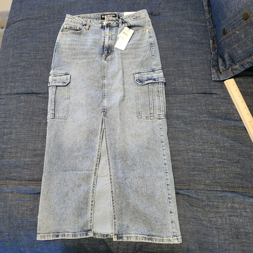 Women's Light Blue Denim Cargo Jeans